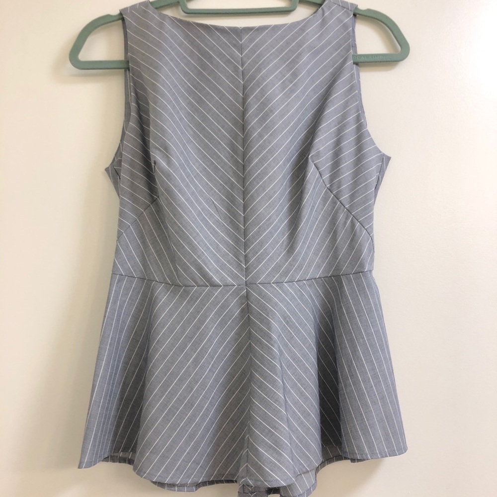 Banana Republic Blue & White Peplum Top